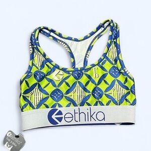 Ethika Neon Green and Blue Patterned Bra
